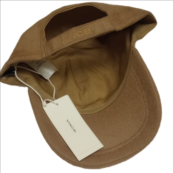 🆕 VINCE TAN CAMEL MERINO WOOL CASHMERE  BLEND UNISEX BASEBALL CAP▪️S/M - Picture 5 of 8
